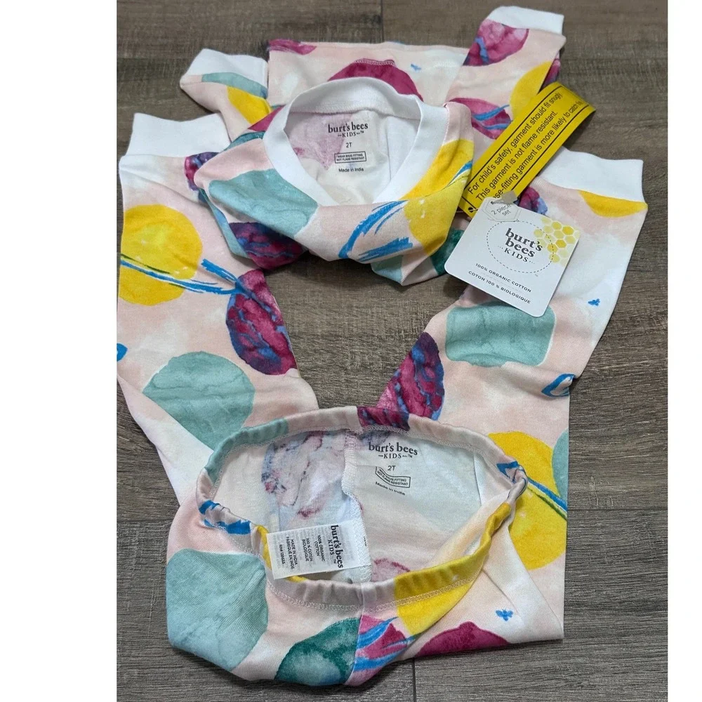 Burt's Bees Kids Organic Cotton Pajamas 2T Snug Fit Space Planet Watercolor Set